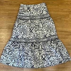 Misook Cotton Floral Tiered Embroidery Maxi Skirt